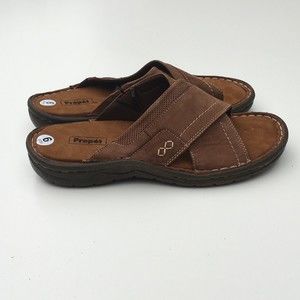 Propet Mens Brown Slide On Sandals Size 9 EU 43 NEW